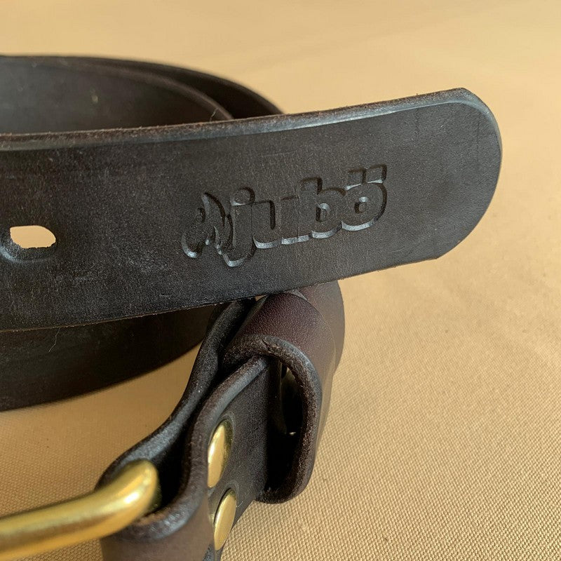 13869 5 kozeny opasek jubo bushcraft nytovany hnedy palisandr zlata spona