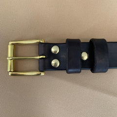 13869 2 kozeny opasek jubo bushcraft nytovany hnedy palisandr zlata spona