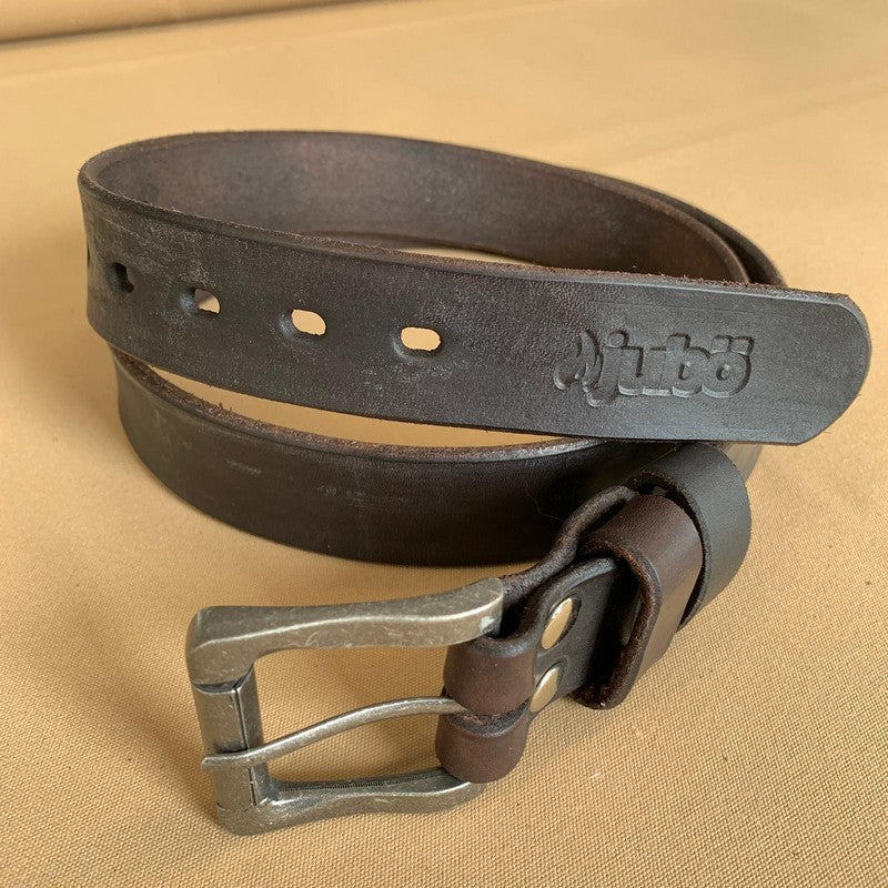 13872 1 kozeny opasek jubo bushcraft nytovany hnedy palisandr stribrna spona